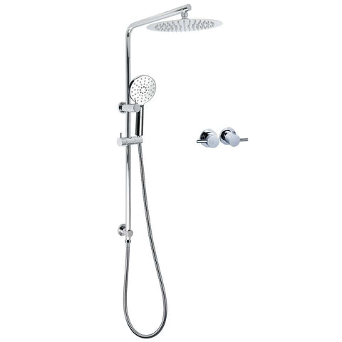 WELS Dual Shower Set 10" Rainfall Head 3 Modes Handheld Rose Silde Rail Chrome Round Taps | darrahopens.com.au Premium AU Stock