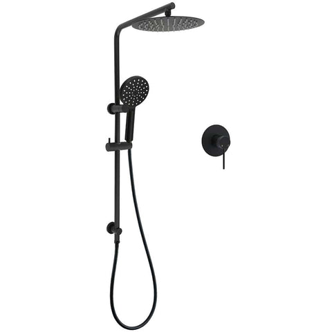 Darrahopens Furniture > Bathroom > Shower Heads & Screens WELS Matt Black 10" Shower Rain Head Handheld Silde Wall Arm Rail Dual Set Mixer