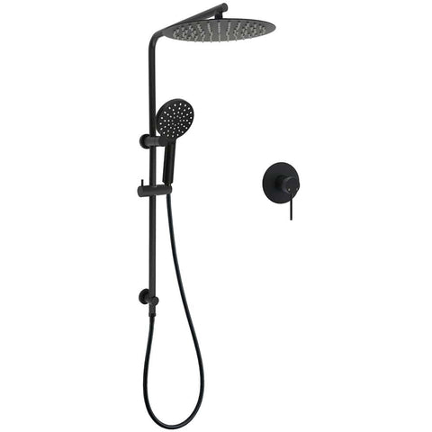 Darrahopens Furniture > Bathroom > Shower Heads & Screens WELS Matt Black Dual Shower 12" Large Shower Rain Head + Handheld Silde Wall Rail Mixer Set