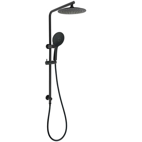 Darrahopens Furniture > Bathroom > Shower Heads & Screens Matt Black Round 9" Rainfall Head Handheld Sliding Rail Wall Arm Dual Shower Set