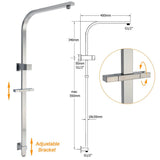 Darrahopens Furniture > Bathroom > Shower Heads & Screens Brushed Nickel Square Twin Shower Set 12" Rain Head 3 Modes Handheld Silding Rail Wall Mixer