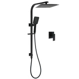 Darrahopens Furniture > Bathroom > Shower Heads & Screens Matt Black Square Twin Shower 10" Rain Head 3 Modes Handheld Silde Rail Arm Mixer Set