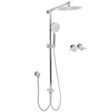 Darrahopens Furniture > Bathroom > Shower Heads & Screens Chrome 10" Round Rain Handheld Twin Shower Head Arm Sliding Rail Arm Double Taps