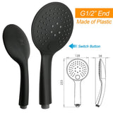 Darrahopens Furniture > Bathroom > Shower Heads & Screens WELS Matt Black 9" Round Rain Shower Head Handheld Adjustable Rail Arm Elbow 2in1 Set