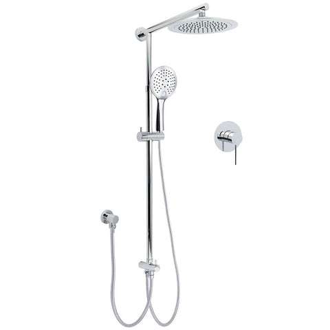 Darrahopens Furniture > Bathroom > Shower Heads & Screens WELS Chrome Round 9" Rainfall Dual Shower Head & Handheld Sliding Rail Wall Arm + Single Mixer