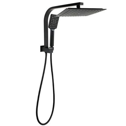 Darrahopens Furniture > Bathroom > Shower Heads & Screens WELS Matt Black 10" Rain Shower Head 3 Mode Handheld Gooseneck Arm Diverter 2in1 Set