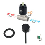 Darrahopens Furniture > Bathroom > Shower Heads & Screens Watermark Matt Black Round Bath Shower Mixer Valve Hot Cold Water Tap Small Face