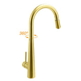 Darrahopens Furniture > Bathroom > Shower Heads & Screens Round Brushed Gold Pull Out Kitchen Sink Tap Basin Mixer Faucet Flexible Spout