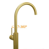 Darrahopens Furniture > Bathroom > Shower Heads & Screens Brushed Gold Bath Tub Mixer Tap Free Standing Faucet Filler Spout Hot Cold Water
