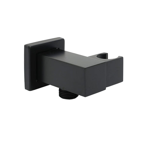 Darrahopens Furniture > Bathroom > Shower Heads & Screens Matt Black Square Water Inlet Shower Head Bracket Adjustable Holder Wall Elbow Connector