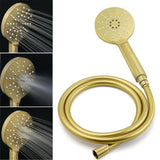 WELS Brushed Gold Dual Shower Set Large Round 12" Rain Head Handheld Silde Wall Rail Arm Taps