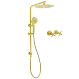 WELS Brushed Gold Twin Shower Large Round 12" Rain Head Handheld Silde Wall Rail Arm Stylish Mixer | darrahopens.com.au Premium AU Stock