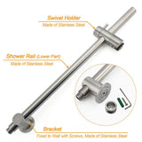 Brushed Nickel Dual Shower Set Sliding Rail Arm 8" Round Head Handheld Twin Taps Valve | darrahopens.com.au Premium AU Stock