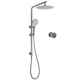 Darrahopens Furniture > Bathroom > Shower Heads & Screens WELS Gun Metal Round 10" Twin Shower Head 3 Modes Handheld Slide Rail Arm Diverter Mixer Set