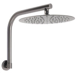 Gun Metal Round 12" Rainfall Shower Head + High Rise Gooseneck Wall Arm Bath Set | darrahopens.com.au Premium AU Stock