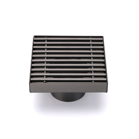 Darrahopens Furniture > Bathroom > Shower Heads & Screens Gun Metal SUS 100mm Square Strip Fence Floor Drain Small Shower Grate 50mm Waste