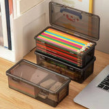 Large Clear Pencil Case With Snap Tight Lid, Plastic Crayon Marker Box for Art Craft Storage