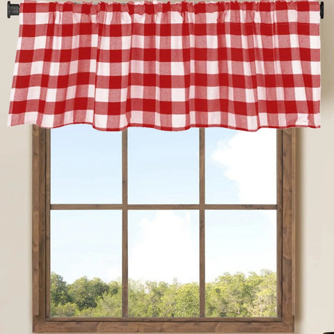 Plaid Window Valance Curtain, Farmhouse Kitchen Bedroom Living Room Decor, 15 x 55 in