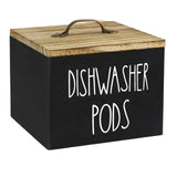 Black Wooden Dishwasher Pod Storage Container With Lid, Farmhouse Countertop Organizer In Australia - Darrahopens