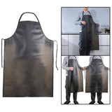 Black Waterproof PVC Apron, Heavy Duty Anti Corrosion Rubber Apron for Lab Cleaning Butcher and Barbecue, 80 x 55 cm