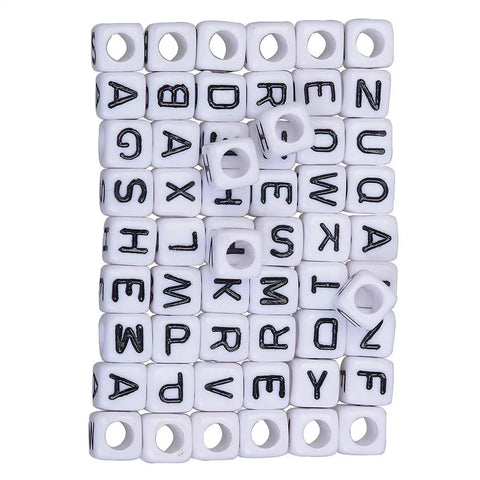200 Pieces Mixed Square Acrylic Alphabet Beads, Large Hole Letter Charms for Bracelets Necklaces and Jewelry Making, 6 mm