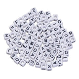 200 Pieces Mixed Square Acrylic Alphabet Beads, Large Hole Letter Charms for Bracelets Necklaces and Jewelry Making, 6 mm