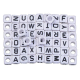 200 Pieces Mixed Square Acrylic Alphabet Beads, Large Hole Letter Charms for Bracelets Necklaces and Jewelry Making, 6 mm