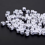 200 Pieces Mixed Square Acrylic Alphabet Beads, Large Hole Letter Charms for Bracelets Necklaces and Jewelry Making, 6 mm