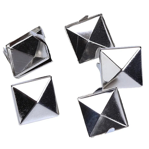 100 Pcs Pyramid Studs Spots Spikes Rivets for Punk Leathercraft DIY Biker Projects, 12 mm