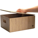 Bamboo Storage Box With Handles, Stackable Organizer Bin for Toys Bedding Clothes Closet Office Shelf, 14 x 11 x 6.5 in In Australia - Darrahopens