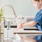 Clear Gray Foaming Soap Dispenser, Refillable Plastic Pump Bottle for Bathroom and Kitchen, 6.1 x 2.67 in
