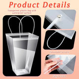 Clear Flower Bouquet Bags With Handles, Large Transparent Florist Gift Packaging for Wedding Birthday and Valentines Day