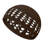 Coffee Kufi Hat for Men, Breathable Openwork Knit Summer Sun Beach Cap, One Size
