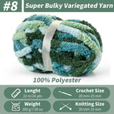 10 Pack Blue White Chunky Chenille Yarn, Super Bulky Variegated Blanket Yarn for Crochet and Hand Knitting, 25m, 70.5 oz In Australia - Darrahopens