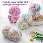 10 Pack Blue White Chunky Chenille Yarn, Super Bulky Variegated Blanket Yarn for Crochet and Hand Knitting, 25m, 70.5 oz