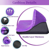 Gel Seat Cushion for Long Sitting, Double Thick Cooling Office Chair Car Wheelchair Pad for Back Hip Sciatica and Tailbone Relief
