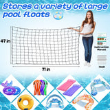1 Pack Extra Large Pool Toy Float Storage Net, Heavy Duty Elastic Mesh Organizer for Poolside Fence Toys and Rafts, 71 x 47 in