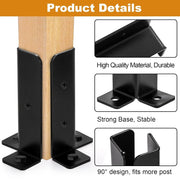 8 Pcs Black Deck Post Anchor Brackets, Reversible Wood Fence Base Kit for Pergola Railing Mailbox,5*1.18*1.37in