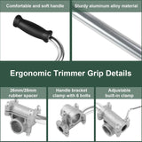 1 Pack Silver Ergonomic Trimmer Handle, Aluminum Weed Eater Auxiliary Grip for Lawn Care Comfort, 37 x 16 cm