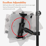 Tablet Phone Holder for Mic Stand Compatible With iPad Pro 12.9, iPad Air, iPad Mini, Android, iPhone and Tablets, 4 to 13.5 in