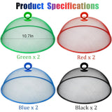 8 Pack Mesh Metal Food Covers, Round Outdoor Picnic Food Tents for Dinner Plates BBQ Camping Party, 10.7 in
