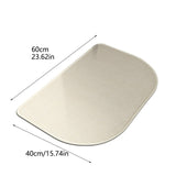 Beige Half Oval Linen Like Floor Mat, Anti Slip Door Mat for Entryway, 23.6 x 15.7 in