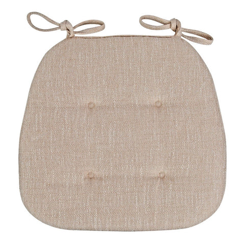 Beige D Shaped Dining Chair Cushion, Removable Washable Cover With Ties for Kitchen Patio Chairs, 17 x 16 in In Australia - Darrahopens