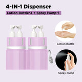 4 in 1 Travel Toiletry Containers, Refillable Travel Size Bottle Set With Suction Cup for Shampoo Conditioner Body Wash Lotion