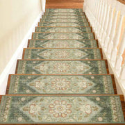 4 Pcs Green Vintage Floral Non Slip Stair Treads, Adhesive Carpet Runners for Wooden Steps Pets and Seniors, 8 x 30 in In Australia - Darrahopens