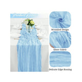 6 or 12 Pack Light Blue Cheesecloth Table Runners, Boho Gauze Runner for Spring Easter Decor, 17 x 108 in, 9 ft