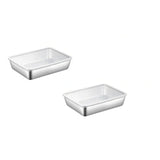 2 Pc Stainless Steel Fridge Storage Containers With Lids, Rectangular Baking Pans for Freezer Meal Prep and Catering, 10 x 8 x 3 in