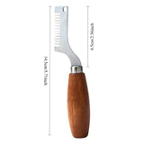 1 Pc Silver Brown Handheld Vegetable Shredder, Stainless Steel Onion Cutter Chopper With Wooden Handle, 8 in Cutting Head