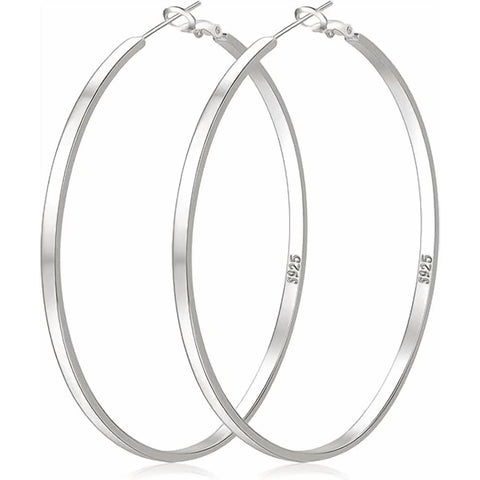 316 Sterling Silver Hoop Earrings for Women, Lightweight Hypoallergenic Large Earrings, 30/40/50 mm