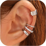4 Pairs 14K Gold Plated Ear Cuffs, Non Piercing Adjustable Clip On Cartilage Earrings for Women In Australia - Darrahopens